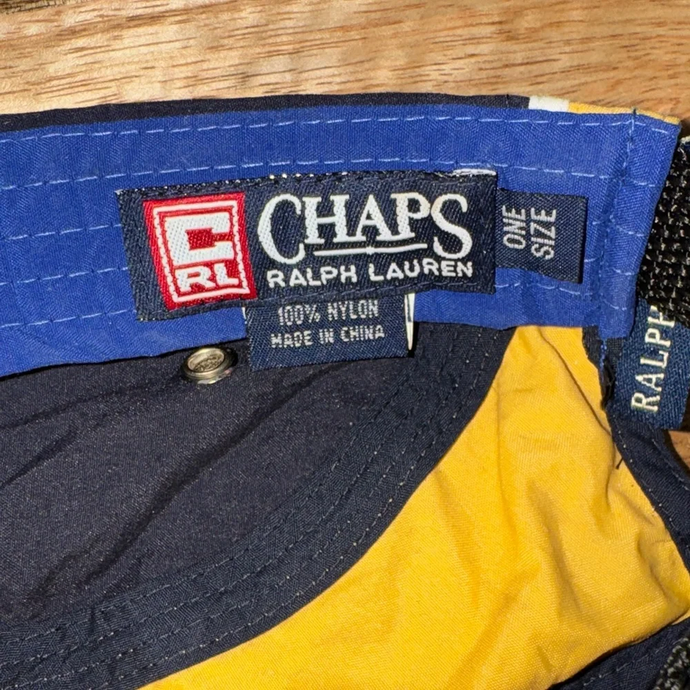 Chaps Ralph Lauren 90’s Y2K Yellow & Navy color block skater/biking hat - Picture 6 of 9